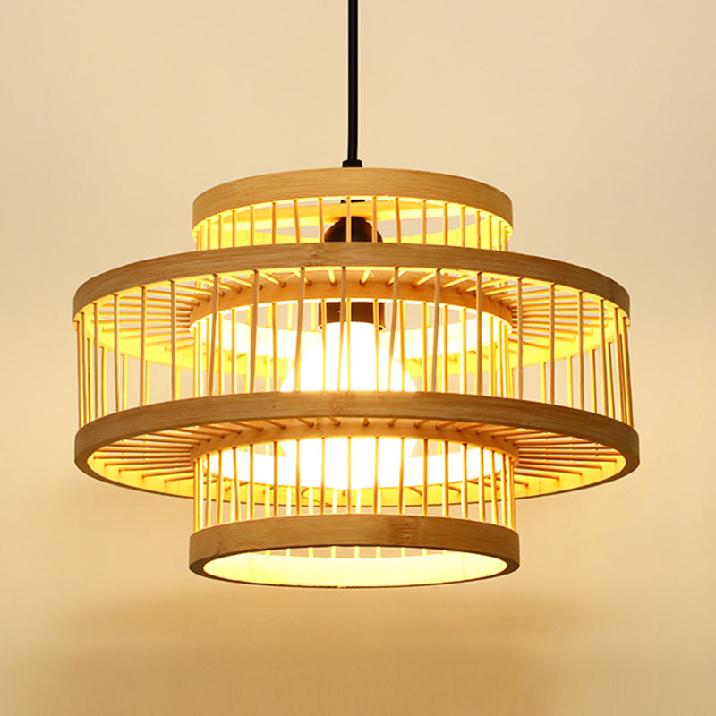 1 leichte Bambus -Anhänger Leichte Nordische Moderne im Wohnzimmer Hanglampenvorrichtung