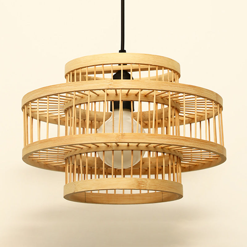 1 leichte Bambus -Anhänger Leichte Nordische Moderne im Wohnzimmer Hanglampenvorrichtung