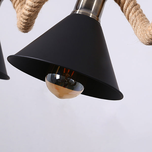 Cone Island Chandelier Lights Industrial Rope Chandelier Lighting Fixtures for Dining Table