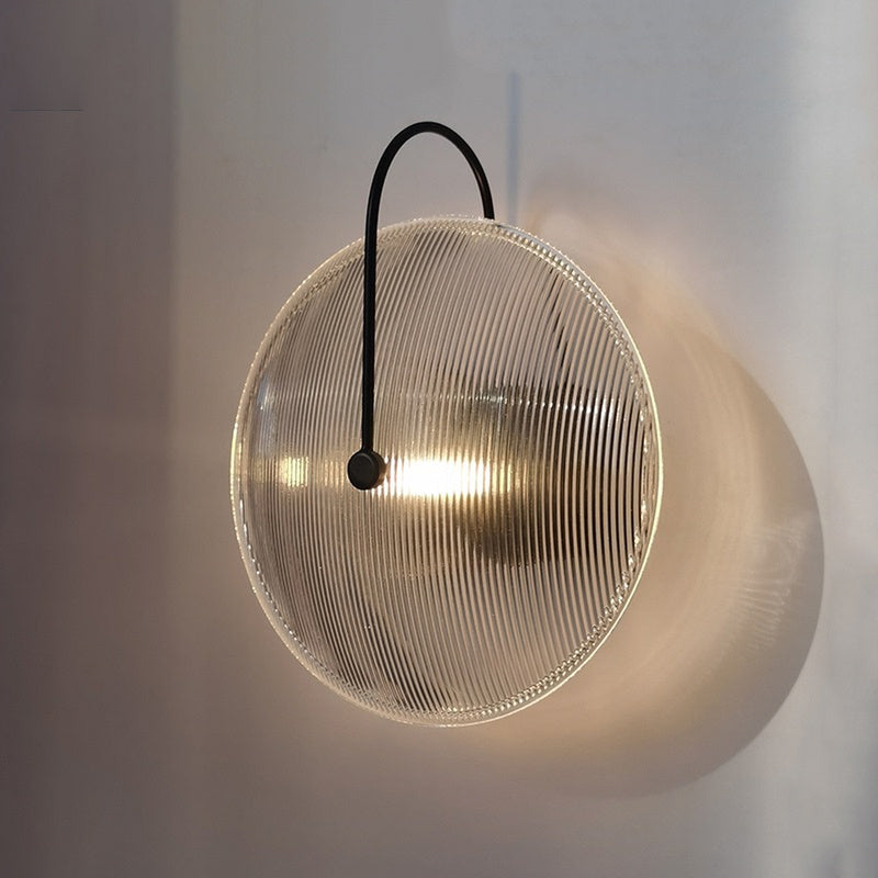 Round Sconce Light Fixtures Modern 1-Light Wall Mounted Lamp with Grass Shade