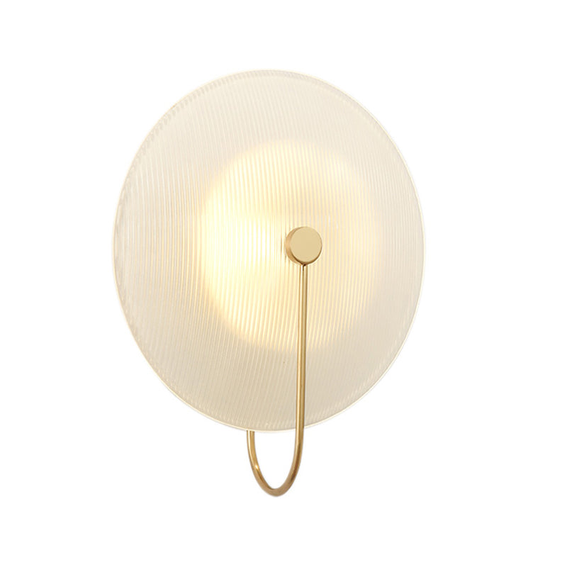 Round Sconce Light Fixtures Modern 1-Light Wall Mounted Lamp with Grass Shade