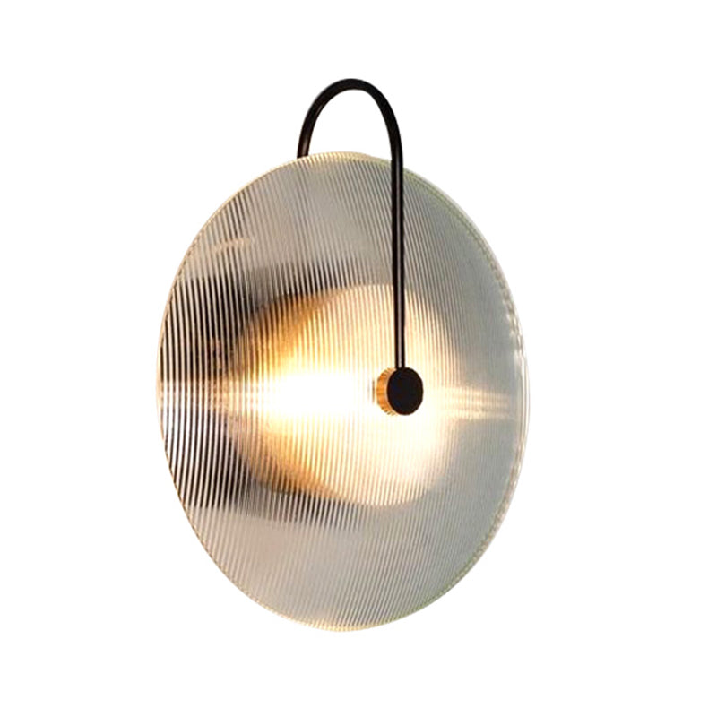 Round Sconce Light Fixtures Modern 1-Light Wall Mounted Lamp with Grass Shade