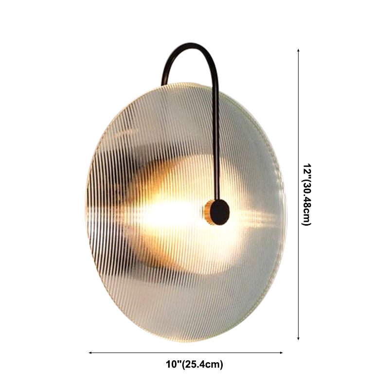 Round Sconce Light Fixtures Modern 1-Light Wall Mounted Lamp with Grass Shade