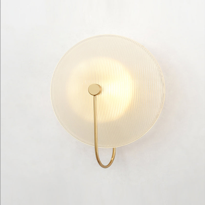 Round Sconce Light Fixtures Modern 1-Light Wall Mounted Lamp with Grass Shade