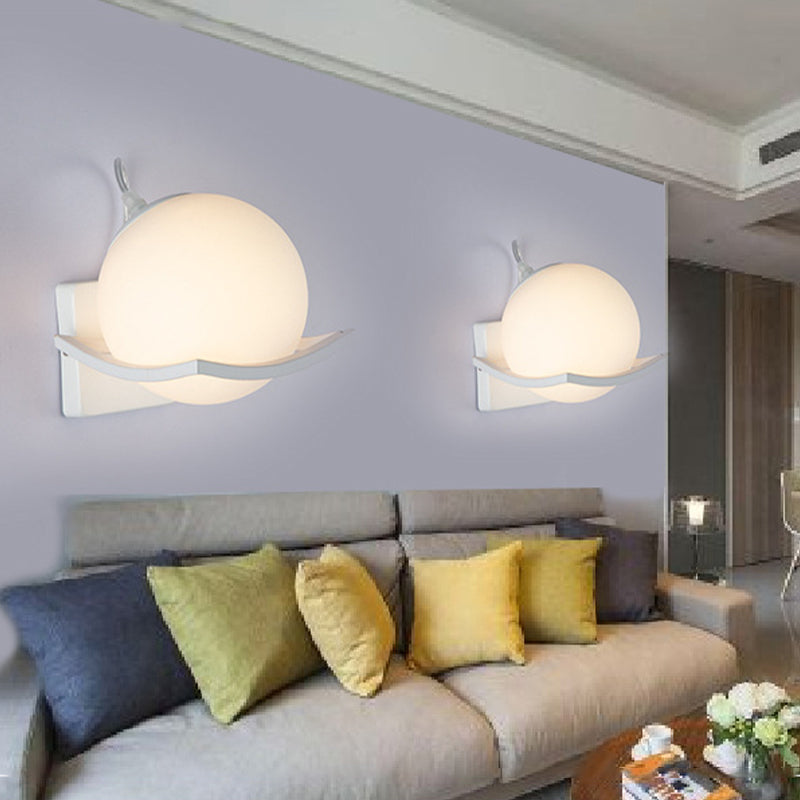 Modern Style Wooden Wall Sconce Glass Shade 1 Light Wall Mount Light Fixture