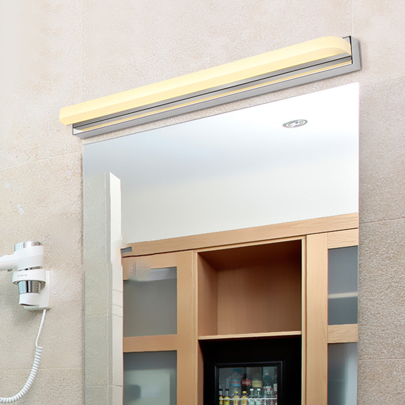 Silver LED Vanity Wall Light Fixtures Modern Mirror Front Light Metal Vanity Lights