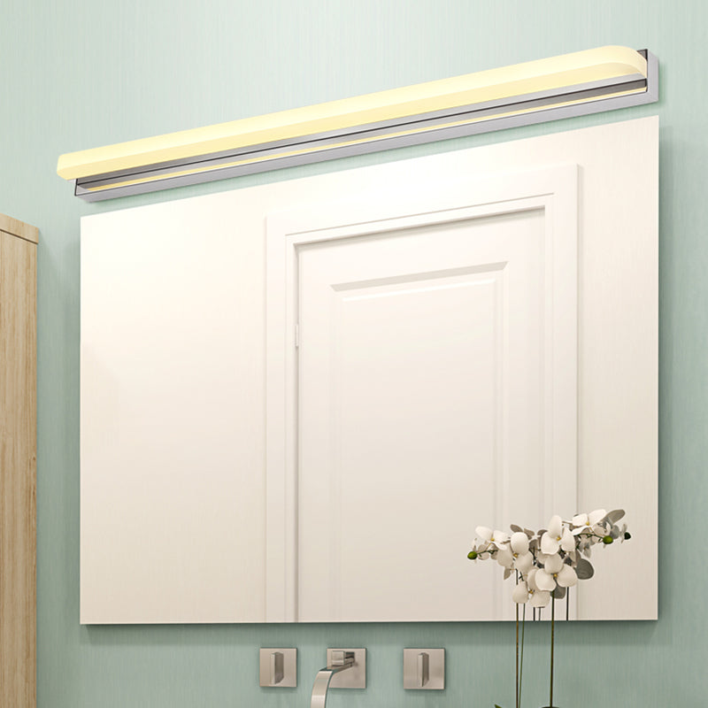 Silver LED Vanity Wall Light Fixtures Modern Mirror Front Light Metal Vanity Lights