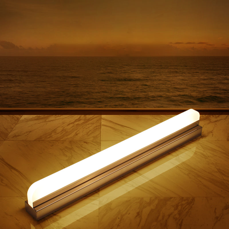 Silver LED Vanity Wall Light Fixtures Modern Mirror Front Light Metal Vanity Lights