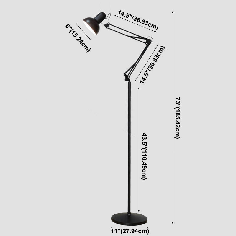Macaron Style Bowl Shade Task Light Metallic 1-Bulb Living Room Floor Light with Swing Arm