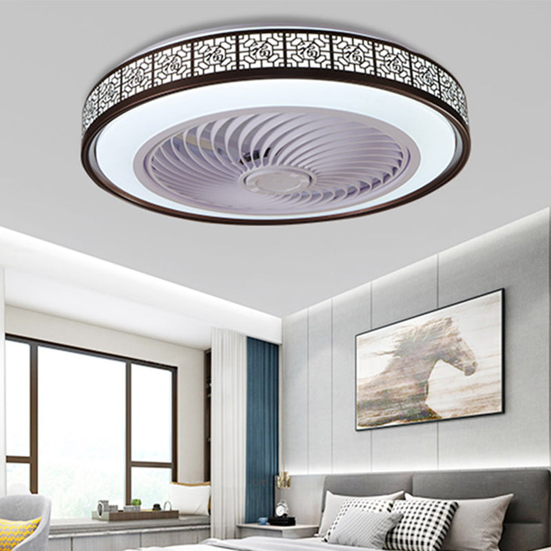 Drum Metallic LED Affermazione del ventilatore a soffitto Funzione semi -filo moderna Light per sala da pranzo