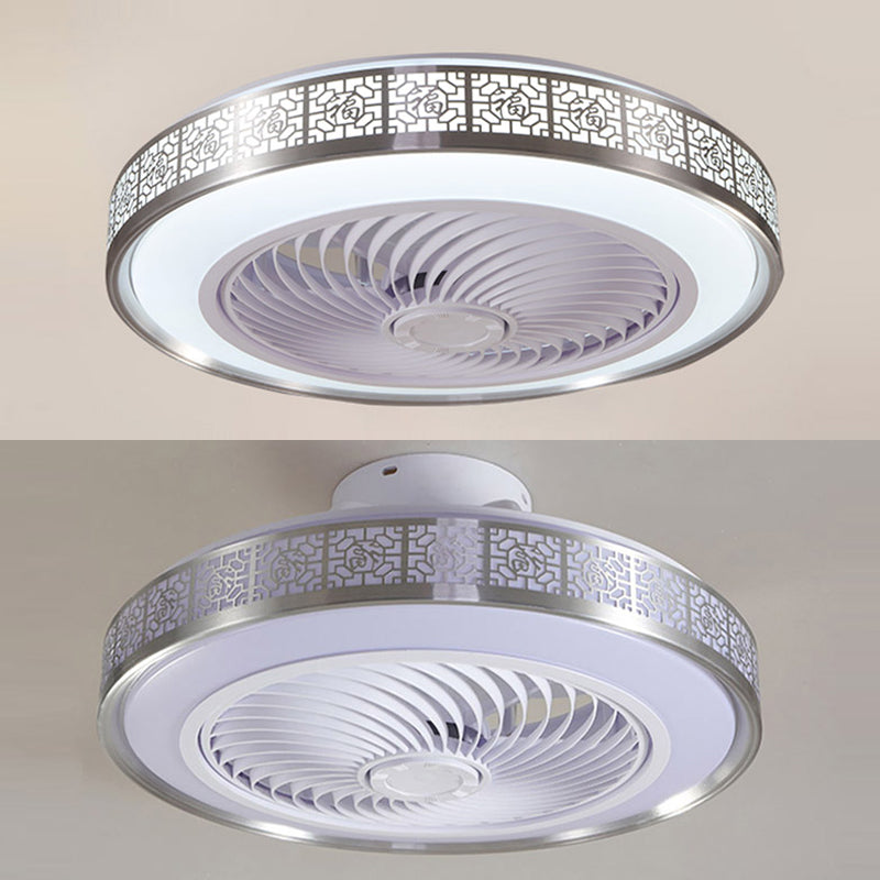 Drum Metallic LED Affermazione del ventilatore a soffitto Funzione semi -filo moderna Light per sala da pranzo