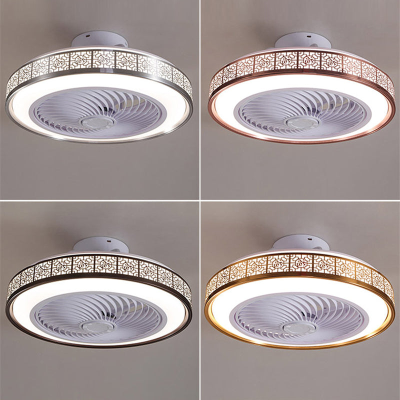 Drum Metallic LED Affermazione del ventilatore a soffitto Funzione semi -filo moderna Light per sala da pranzo