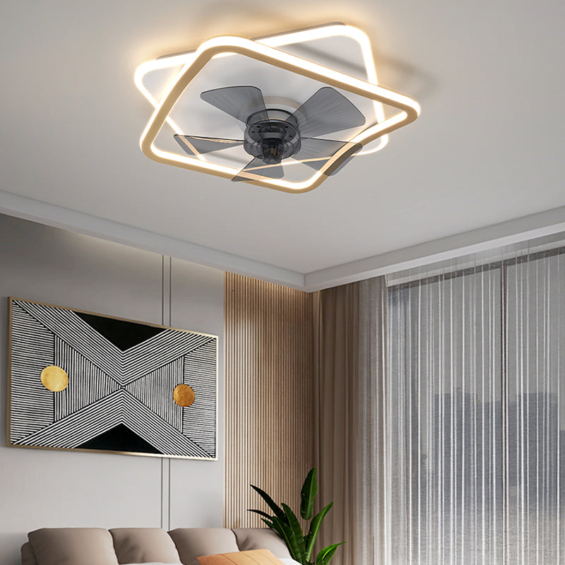 Weißer und goldener geometrischer Lüfter Licht Nordic Style LED Metal Semi Flush Deckenleuchte