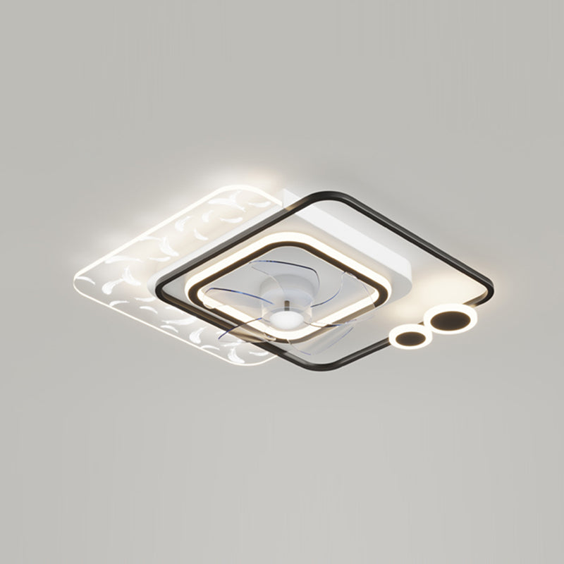 Minimalistische Feder Deckenlüfter Leuchte Acryl Wohnzimmer LED SEMI -MOG -Leuchte