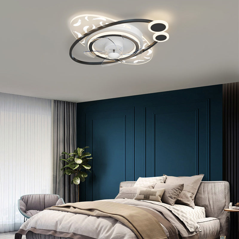 Minimalistische Feder Deckenlüfter Leuchte Acryl Wohnzimmer LED SEMI -MOG -Leuchte