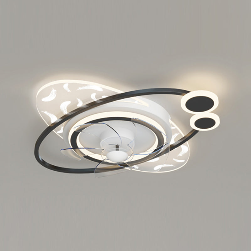 Minimalistische Feder Deckenlüfter Leuchte Acryl Wohnzimmer LED SEMI -MOG -Leuchte