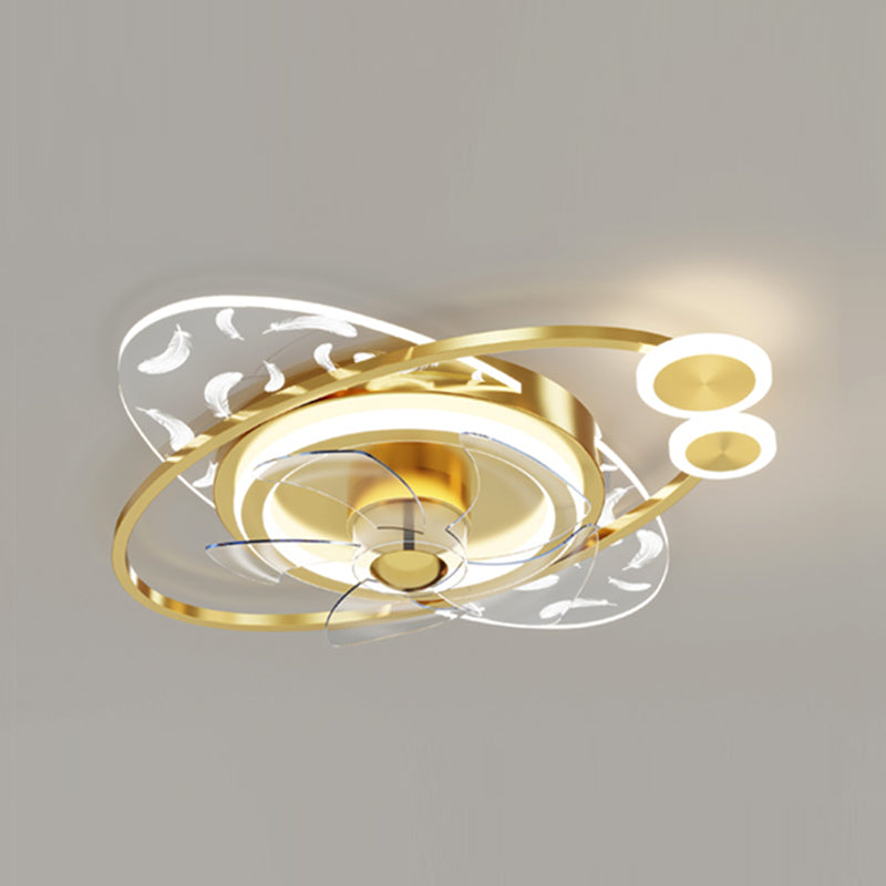 Minimalistische Feder Deckenlüfter Leuchte Acryl Wohnzimmer LED SEMI -MOG -Leuchte