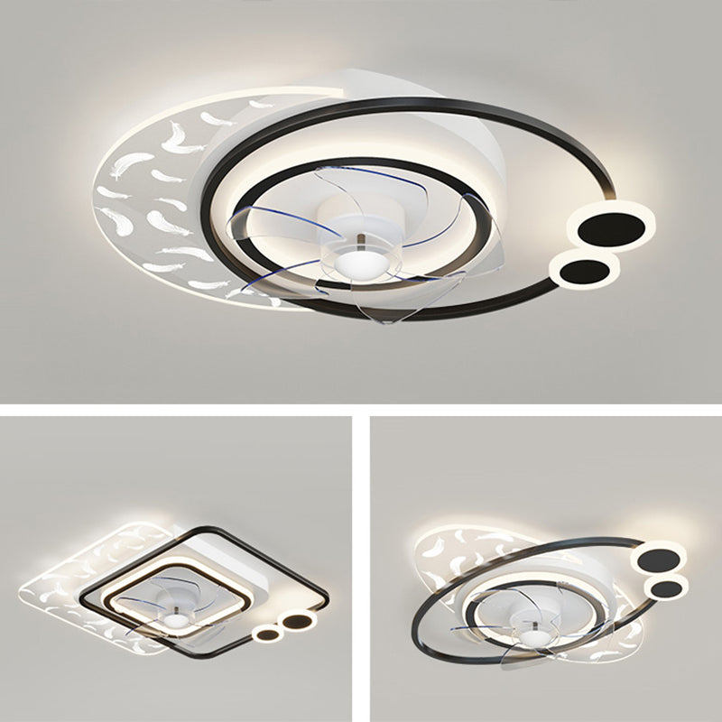Minimalistische Feder Deckenlüfter Leuchte Acryl Wohnzimmer LED SEMI -MOG -Leuchte