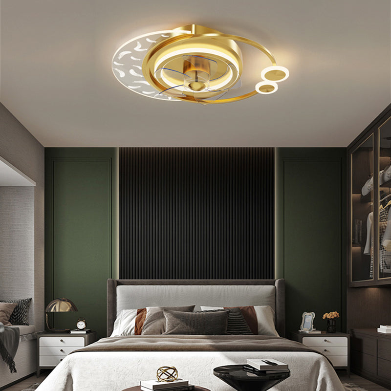 Minimalistische Feder Deckenlüfter Leuchte Acryl Wohnzimmer LED SEMI -MOG -Leuchte