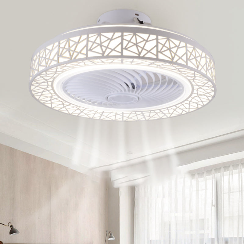Lampada a ventola del nido rotondo in stile moderno camera da letto in metallo LED Luce a soffitto