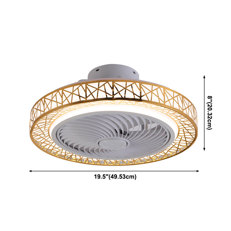 Lampada a ventola del nido rotondo in stile moderno camera da letto in metallo LED Luce a soffitto