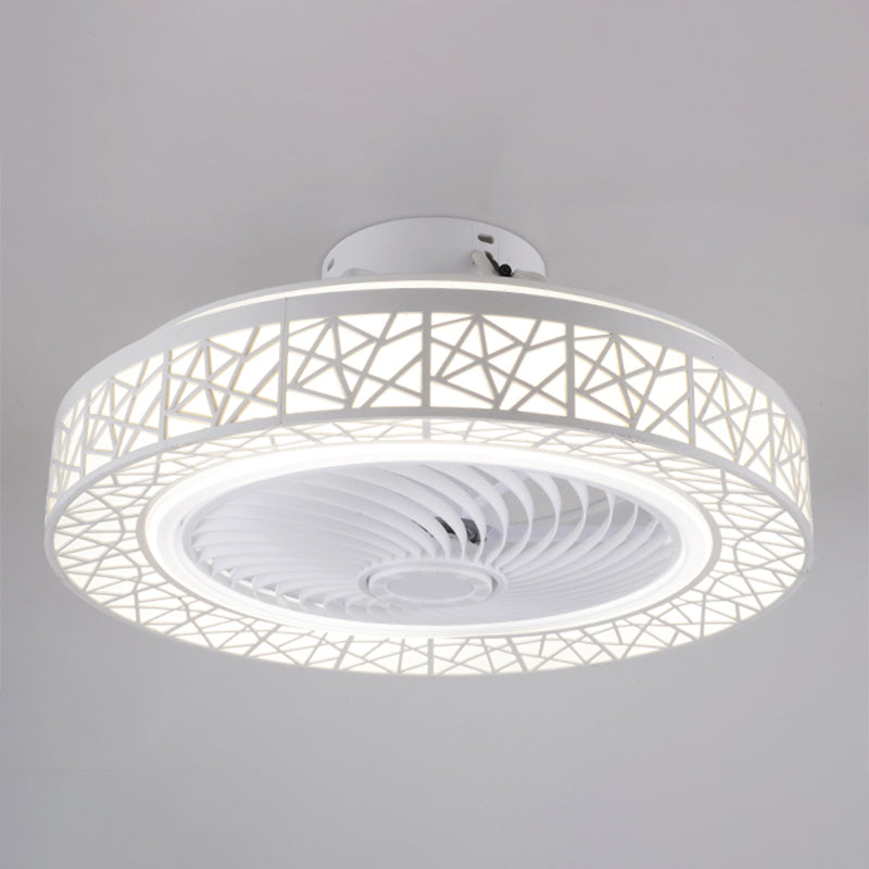 Lampada a ventola del nido rotondo in stile moderno camera da letto in metallo LED Luce a soffitto