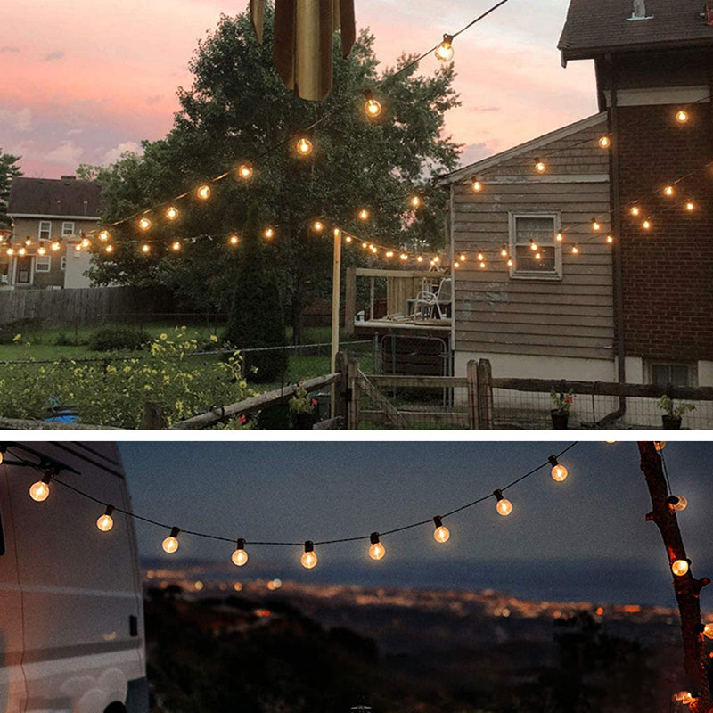 Black G40 Bulb Solar String Light Art Decor Plastic LED Festive Lighting for Courtyard