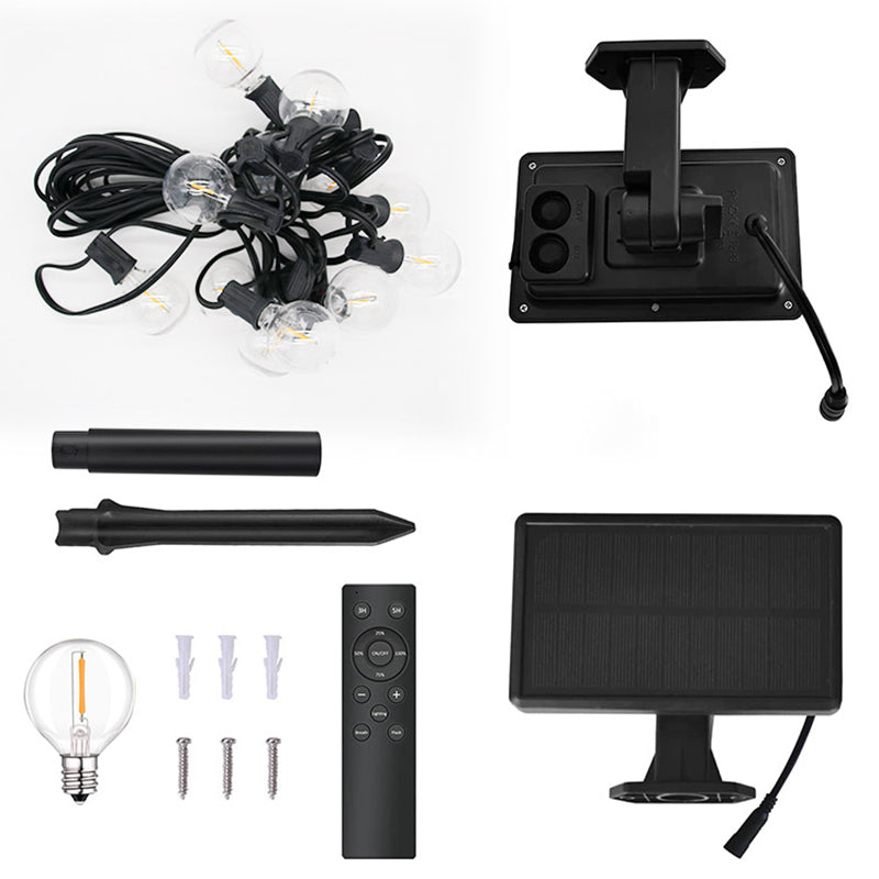 Black G40 Bulb Solar String Light Art Decor Plastic LED Festive Lighting for Courtyard