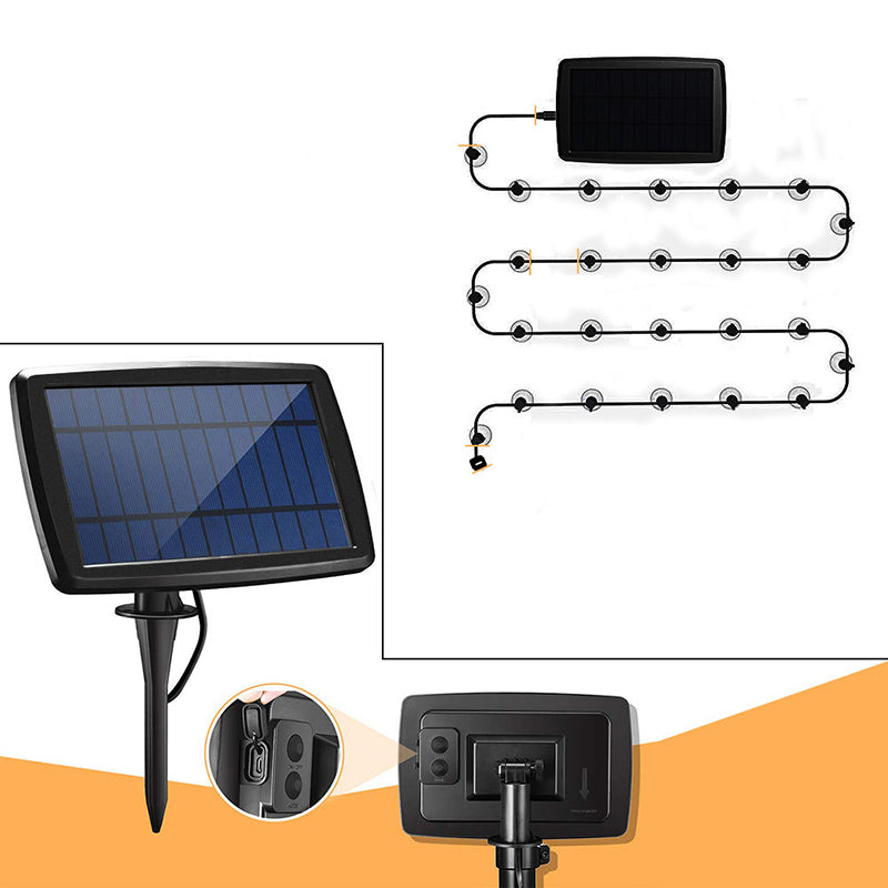G40 Glass Bulb Festive Light String Industrial Black LED Solar Outdoor Light with USB Charging Port