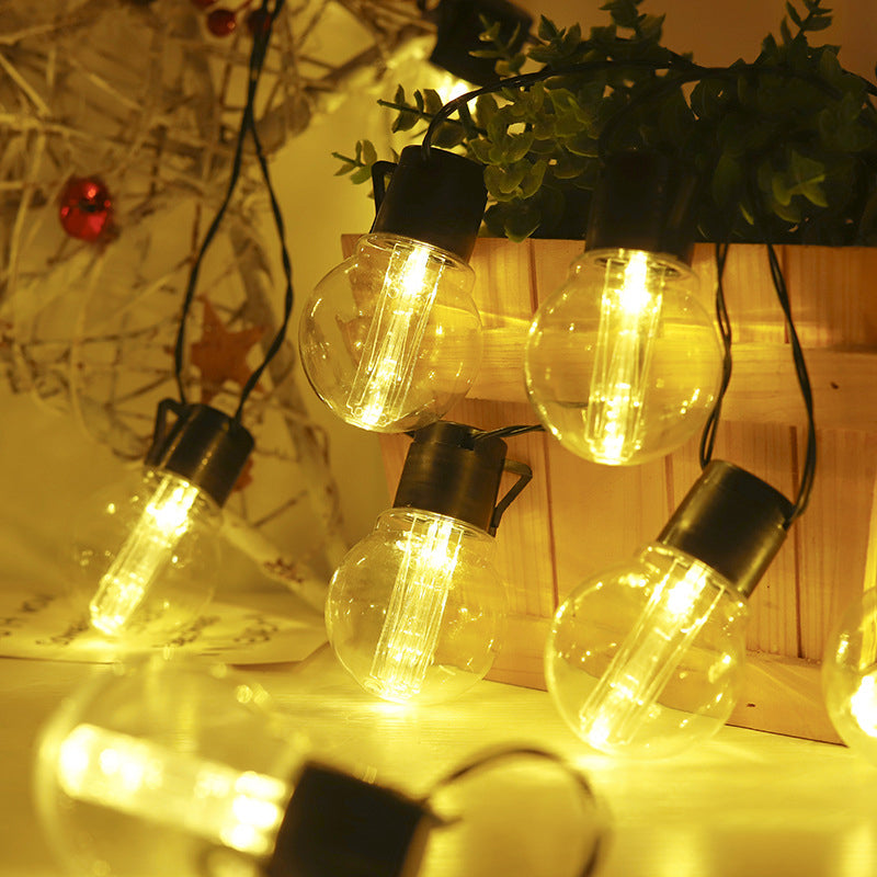 Retro G50 Globe Bulb String Light Plastic Outdoor Solar LED Christmas Light in Black