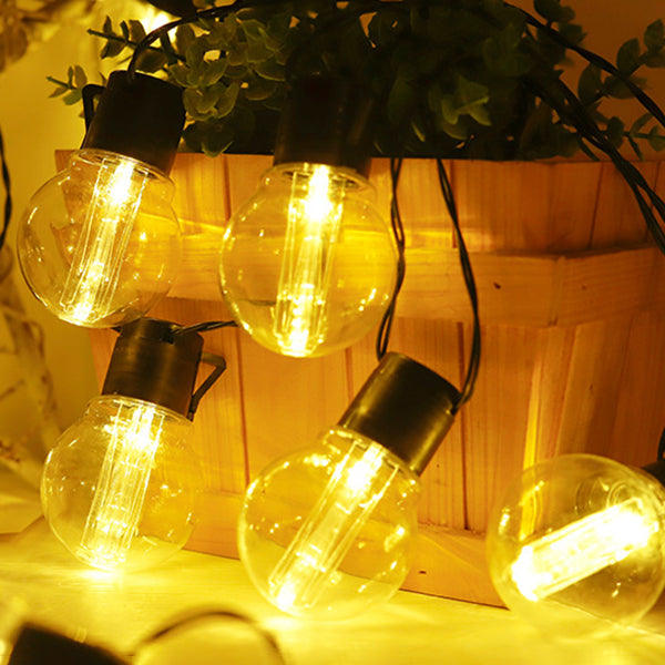 Retro G50 Globe Bulb String Light Plastic Outdoor Solar LED Christmas Light in Black
