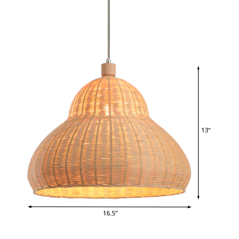Japanese Hand-Worked Pendant Lighting Bamboo 1 Head Ceiling Suspension Lamp in Beige