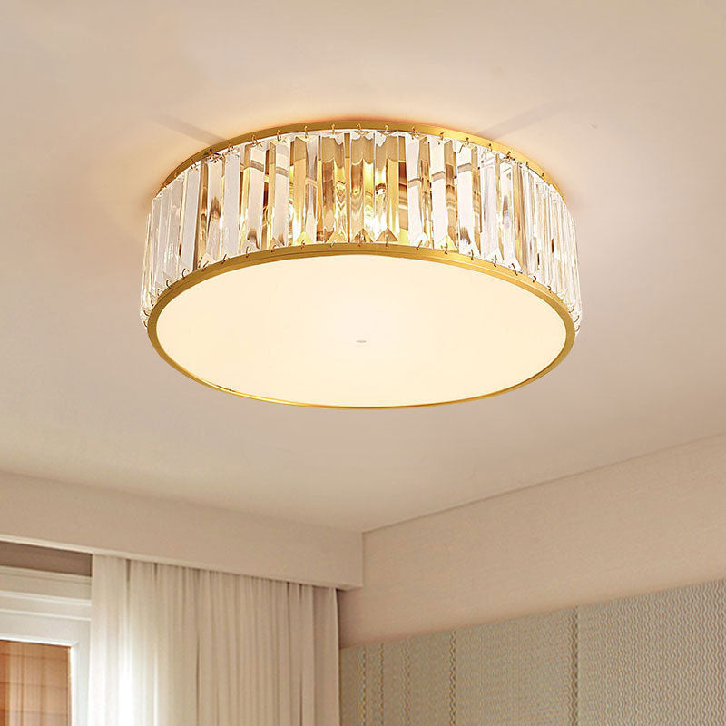 Luz de techo dorada y cobre en montaje empotrado circular de cristal estilo colonial de lujo para espacios interiores