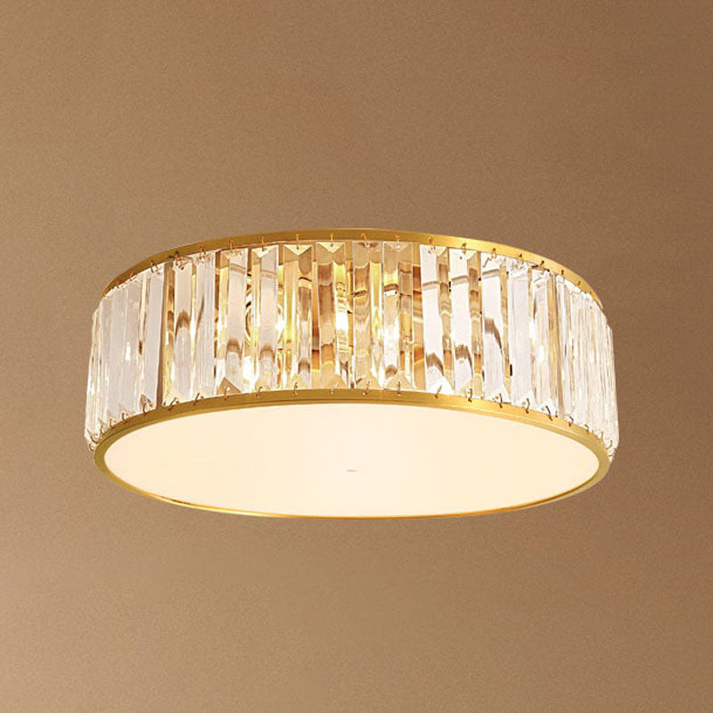 Luz de techo dorada y cobre en montaje empotrado circular de cristal estilo colonial de lujo para espacios interiores