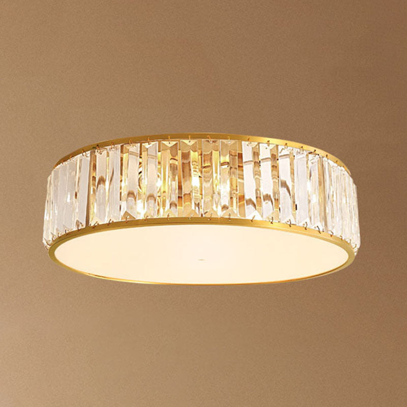 Luz de techo dorada y cobre en montaje empotrado circular de cristal estilo colonial de lujo para espacios interiores