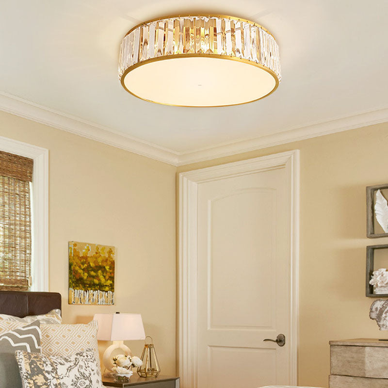 Luz de techo dorada y cobre en montaje empotrado circular de cristal estilo colonial de lujo para espacios interiores