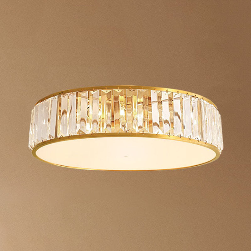 Luz de techo dorada y cobre en montaje empotrado circular de cristal estilo colonial de lujo para espacios interiores