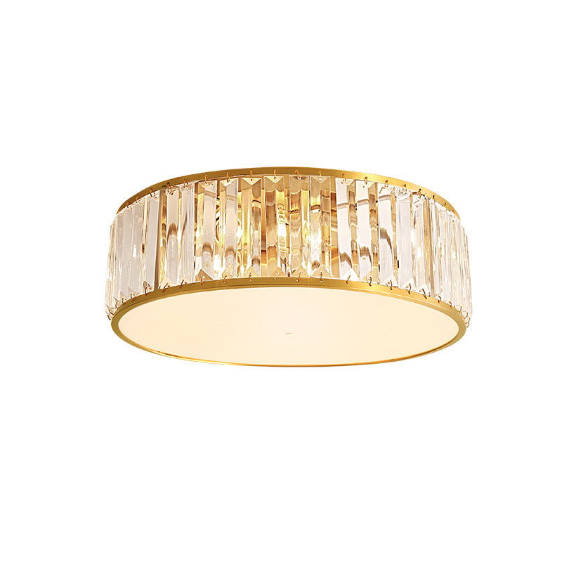 Luz de techo dorada y cobre en montaje empotrado circular de cristal estilo colonial de lujo para espacios interiores