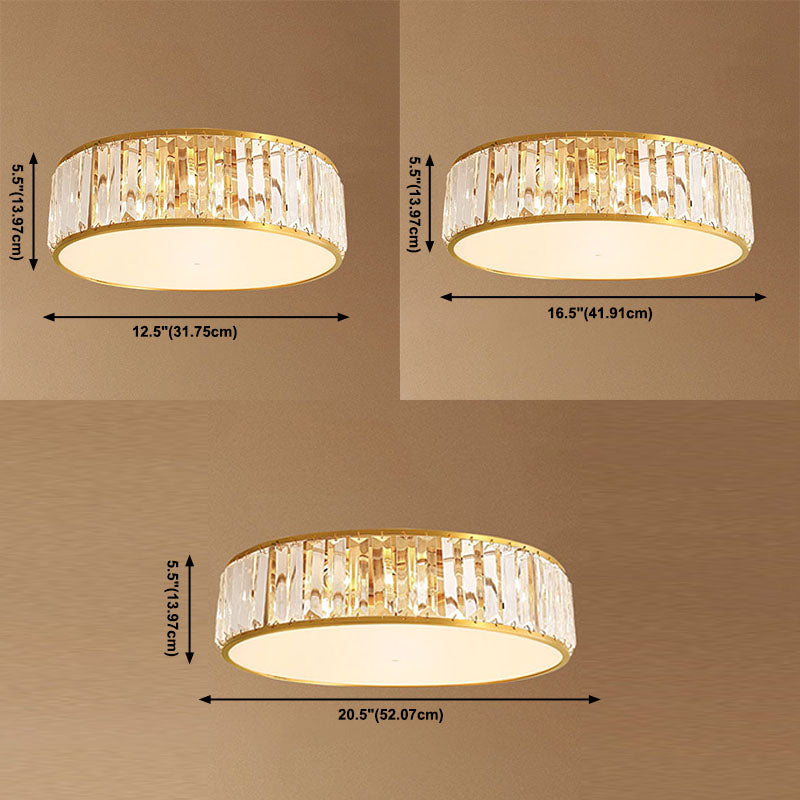Luz de techo dorada y cobre en montaje empotrado circular de cristal estilo colonial de lujo para espacios interiores