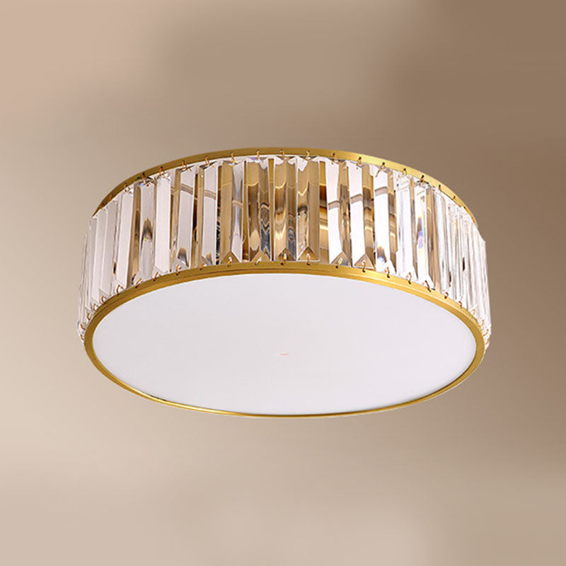 Luz de techo dorada y cobre en montaje empotrado circular de cristal estilo colonial de lujo para espacios interiores