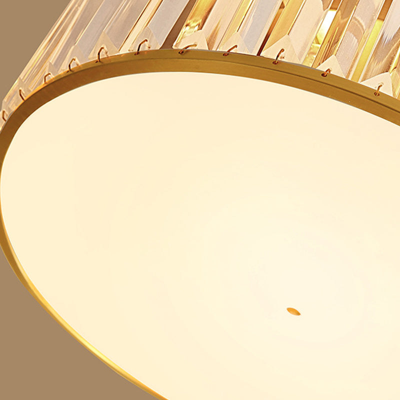 Luz de techo dorada y cobre en montaje empotrado circular de cristal estilo colonial de lujo para espacios interiores