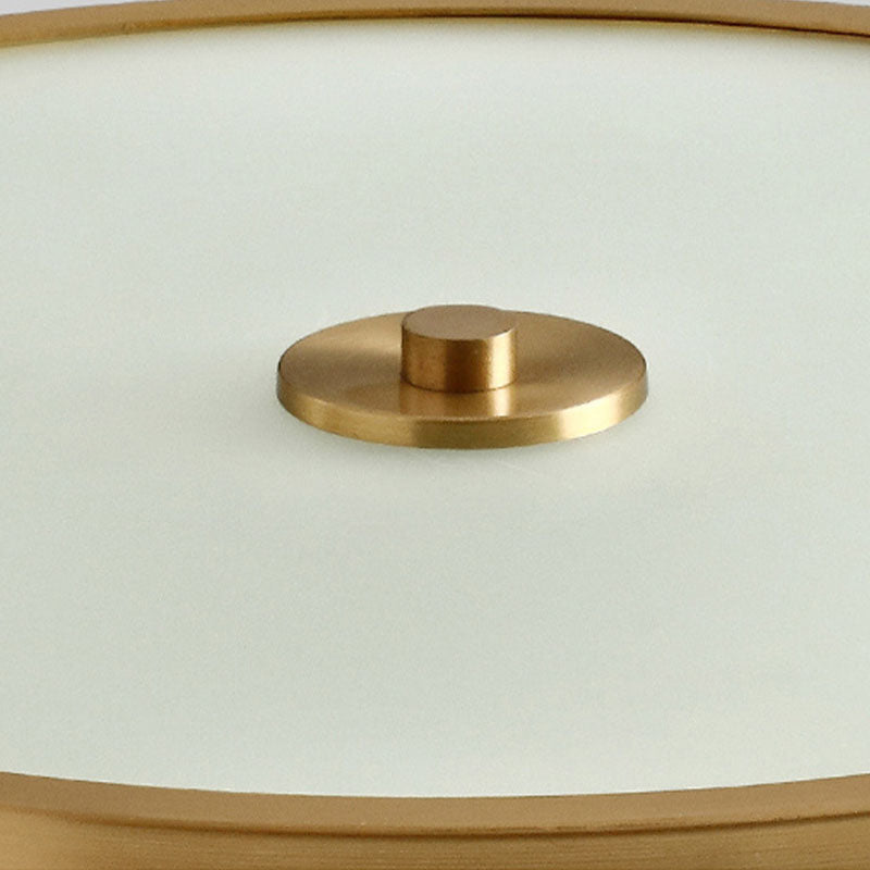 Frosted Glass Brass Flush Mount in Colonical Luxury Style Copper Circular Ceiling Light for Bedroom