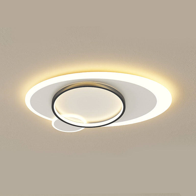 Lámpara de techo LED ovalada de hierro forjado, montaje empotrado acrílico en blanco y negro, estilo minimalista moderno