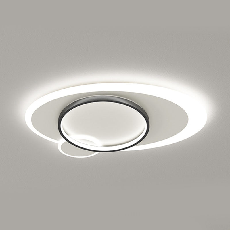 Lámpara de techo LED ovalada de hierro forjado, montaje empotrado acrílico en blanco y negro, estilo minimalista moderno