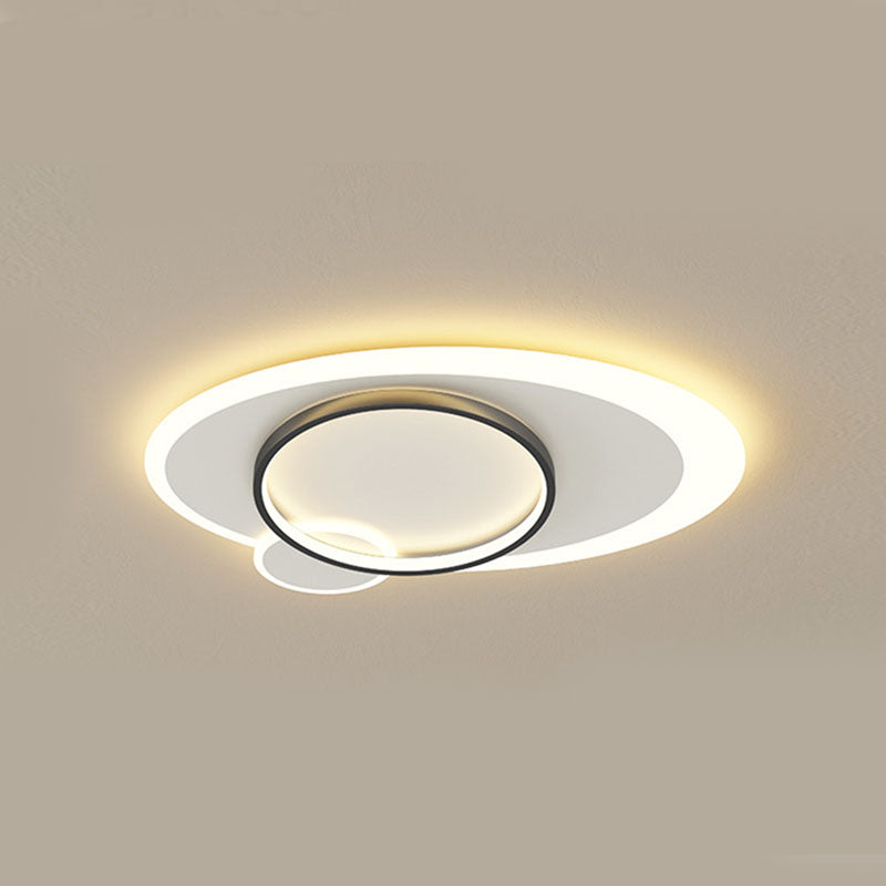 Lámpara de techo LED ovalada de hierro forjado, montaje empotrado acrílico en blanco y negro, estilo minimalista moderno