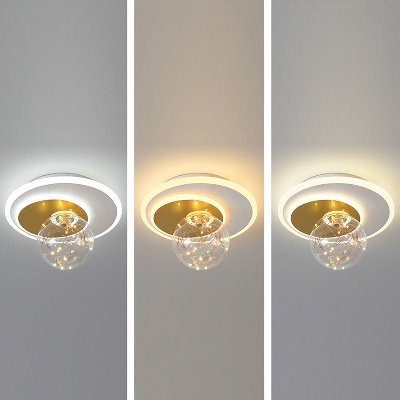 3-Lights Geometric Shade Flush Mount Modern Flush Mount Ceiling Lighting Fixture in Gold