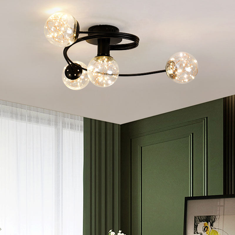 Plafonnier encastré à abat-jour rond multi-lumières de style moderne