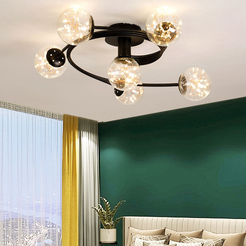 Plafonnier encastré à abat-jour rond multi-lumières de style moderne