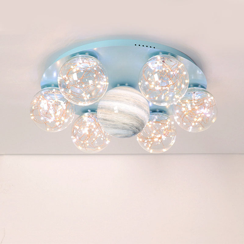 Apparecchio di illuminazione a soffitto con montaggio a incasso in vetro stile moderno a più luci con paralume rotondo