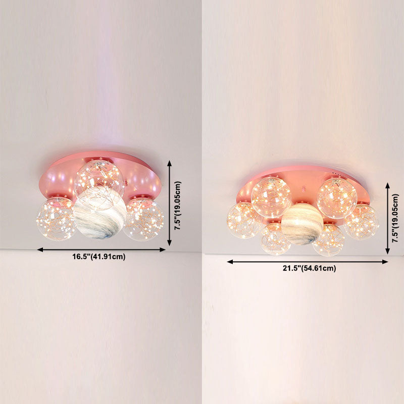 Apparecchio di illuminazione a soffitto con montaggio a incasso in vetro stile moderno a più luci con paralume rotondo
